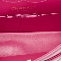 Pre Owned Chanel Fuchsia Quilted Aged Leather Reissue 2.55 Classic 225 Flap Bag