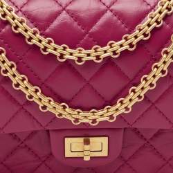Pre Owned Chanel Fuchsia Quilted Aged Leather Reissue 2.55 Classic 225 Flap Bag