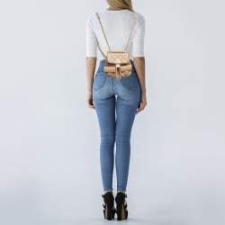 Pre Owned Chanel Tan Quilted Caviar Leather Mini Duma Backpack