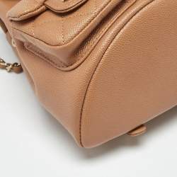 Pre Owned Chanel Tan Quilted Caviar Leather Mini Duma Backpack