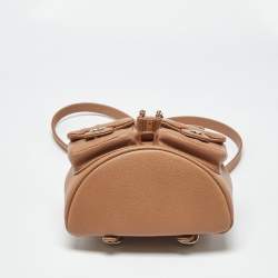 Pre Owned Chanel Tan Quilted Caviar Leather Mini Duma Backpack