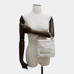 Pre Owned Chanel 22 Mini White Shiny Calf Leather Handbag