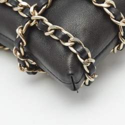 Pre Owned Chanel Black Leather Tech Me Out Clutch with Chain