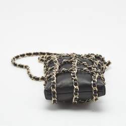 Pre Owned Chanel Black Leather Tech Me Out Clutch with Chain