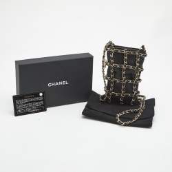 Pre Owned Chanel Black Leather Tech Me Out Clutch with Chain