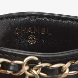 Pre Owned Chanel Black Leather Tech Me Out Clutch with Chain
