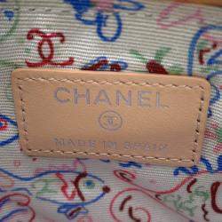 Pre Owned Chanel CC Logo Mini Beige Caviar Leather Pouch Bag