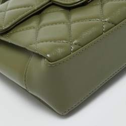 Pre Owned Chanel Green Quilted Leather Mini Flap Top Handle Bag