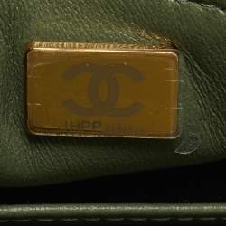 Pre Owned Chanel Green Quilted Leather Mini Flap Top Handle Bag