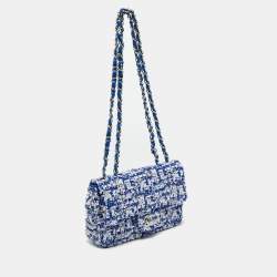 Pre Owned Chanel Blue/White Sequins Small Classic Flap Bag
