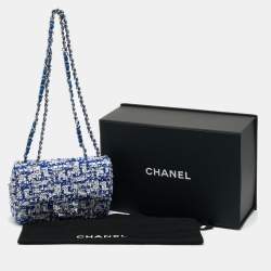 Pre Owned Chanel Blue/White Sequins Small Classic Flap Bag