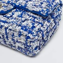 Pre Owned Chanel Blue/White Sequins Small Classic Flap Bag