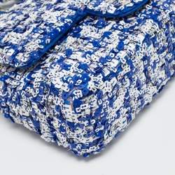 Pre Owned Chanel Blue/White Sequins Small Classic Flap Bag