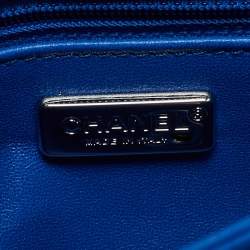 Pre Owned Chanel Blue/White Sequins Small Classic Flap Bag