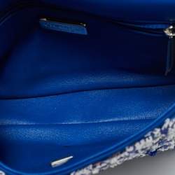 Pre Owned Chanel Blue/White Sequins Small Classic Flap Bag