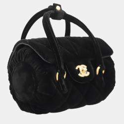 Pre Owned Chanel Boston Velvet Mini Bag
