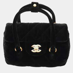 Pre Owned Chanel Boston Velvet Mini Bag