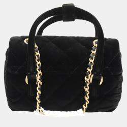 Pre Owned Chanel Boston Velvet Mini Bag
