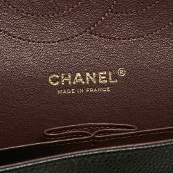 Pre Owned Chanel Black Quilted Caviar Leather Jumbo Classic Double Flap Bag