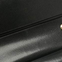 Pre Owned Chanel Black Quilted Caviar Leather Jumbo Classic Double Flap Bag