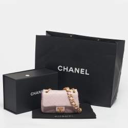 Pre Owned Chanel Pink Quilted Caviar Leather Mini Rectangular Flap Bag