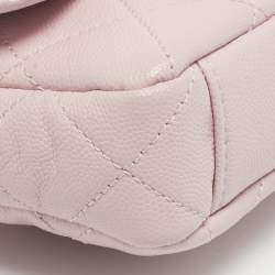 Pre Owned Chanel Pink Quilted Caviar Leather Mini Rectangular Flap Bag