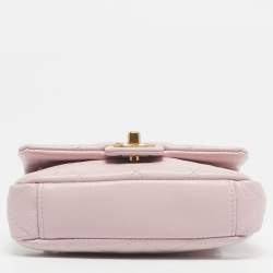 Pre Owned Chanel Pink Quilted Caviar Leather Mini Rectangular Flap Bag