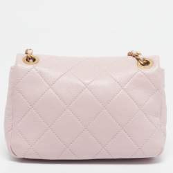 Pre Owned Chanel Pink Quilted Caviar Leather Mini Rectangular Flap Bag