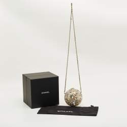 Pre Owned Chanel Gold Tone Metal and Crystal Sphere Minaudiere