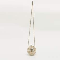 Pre Owned Chanel Gold Tone Metal and Crystal Sphere Minaudiere
