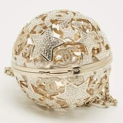 Pre Owned Chanel Gold Tone Metal and Crystal Sphere Minaudiere