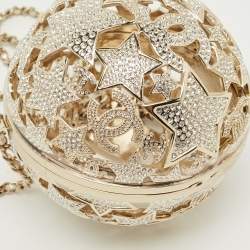 Pre Owned Chanel Gold Tone Metal and Crystal Sphere Minaudiere