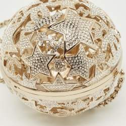 Pre Owned Chanel Gold Tone Metal and Crystal Sphere Minaudiere