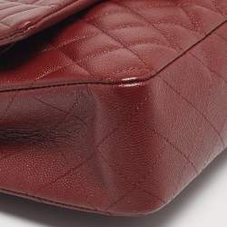 Pre Owned Chanel Red Quilted Caviar Leather Medium Classic Double Flap Bag