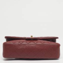 Pre Owned Chanel Red Quilted Caviar Leather Medium Classic Double Flap Bag