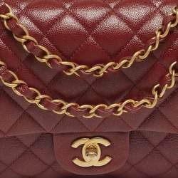 Pre Owned Chanel Red Quilted Caviar Leather Medium Classic Double Flap Bag