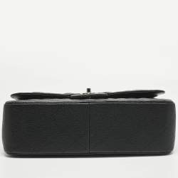 Pre Owned Chanel Black Quilted Caviar Leather Jumbo Classic Double Flap Bag