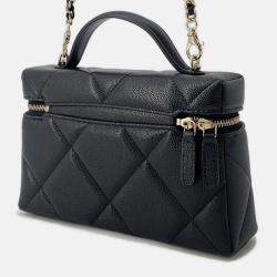 Pre Owned Chanel Cc Logo Vanity Case Black Caviar Leather