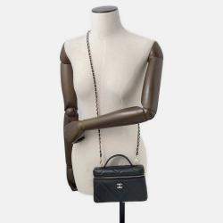 Pre Owned Chanel Cc Logo Vanity Case Black Caviar Leather
