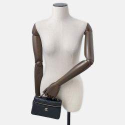 Pre Owned Chanel Cc Logo Vanity Case Black Caviar Leather