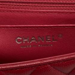 Pre Owned Chanel Red Quilted Caviar Leather Mini Classic Single Flap Bag