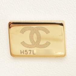 Pre Owned Chanel Off White Quilted Caviar Leather Small Classic Double Flap Bag