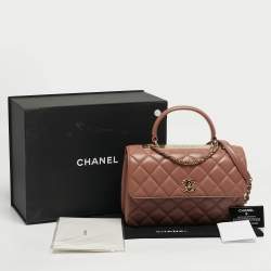 Pre Owned Chanel Old Rose Quilted Leather Trendy CC Medium Top Handle Bag
