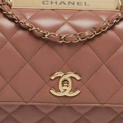 Pre Owned Chanel Old Rose Quilted Leather Trendy CC Medium Top Handle Bag