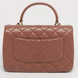 Pre Owned Chanel Old Rose Quilted Leather Trendy CC Medium Top Handle Bag