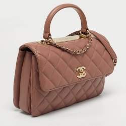 Pre Owned Chanel Old Rose Quilted Leather Trendy CC Medium Top Handle Bag