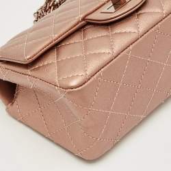 Pre Owned Chanel Rose Gold Quilted Leather Reissue 2.55 Mini Flap Bag