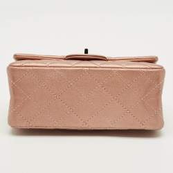 Pre Owned Chanel Rose Gold Quilted Leather Reissue 2.55 Mini Flap Bag