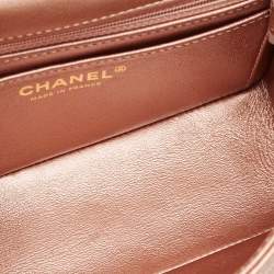 Pre Owned Chanel Rose Gold Quilted Leather Reissue 2.55 Mini Flap Bag