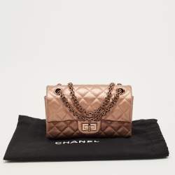 Pre Owned Chanel Rose Gold Quilted Leather Reissue 2.55 Mini Flap Bag